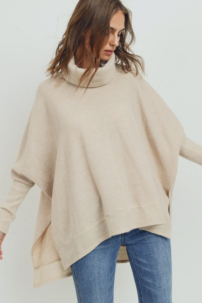 Cowl Turtle Neck High-Low Tunic (3 Colours)