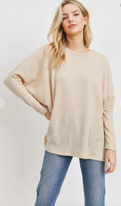 Brushed Rib Knit Pullover Basic Top