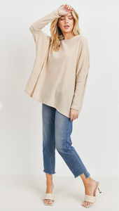 Brushed Rib Knit Pullover Basic Top