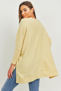 Brushed Knit Contrast Rib Open Side Top (2 Colours)