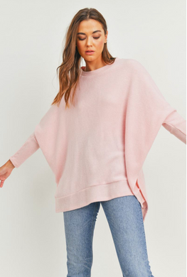 Brushed Knit Contrast Rib Open Side Top (2 Colours)