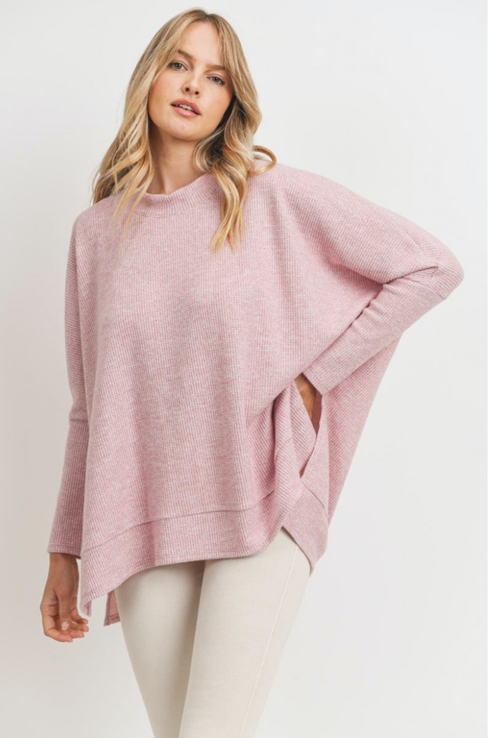Boxy Fit Round Neck Mini Thermal Knit Top