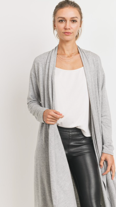 Solid Open Closure Knit Jersey Cardigan