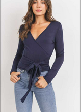 Load image into Gallery viewer, Surplice Wrap Knit Jersey Top